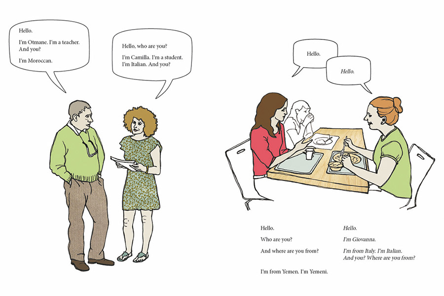 Illustrations for a language textbook